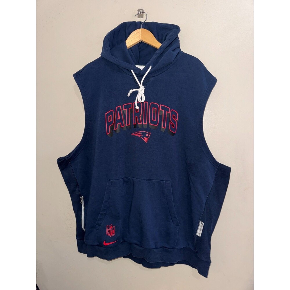 4XL Nike NFL New England Patriots Team Issued PE Pregame Sleeveless Hoodie Vest